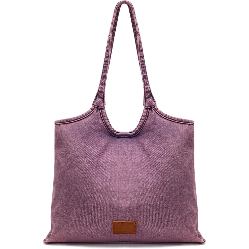 image:imageLee Denim Tote Bag for Women Casual Denim Purse amp Hobo Shoulder Handbag for Work Travel ShoppingPurple