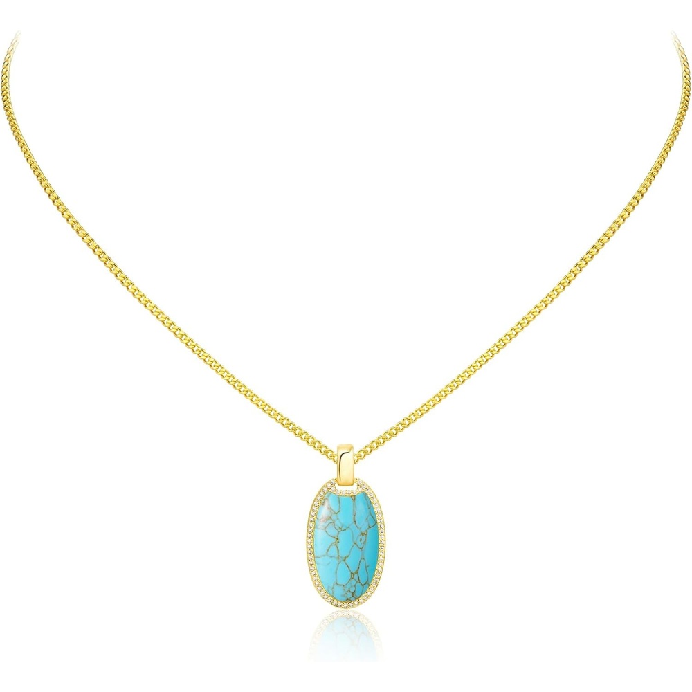 image:imageMontana West Wrangler Couture Turquoise Jewelry for Women Western Jewelry Pendant Necklace Cowgirl Vintage Western NecklaceOval Gold Bright Green