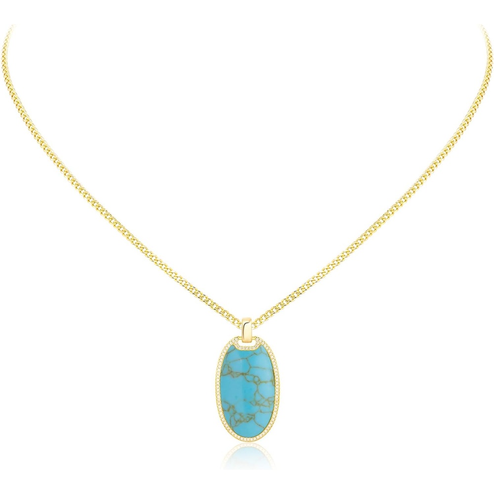 image:imageMontana West Wrangler Couture Turquoise Jewelry for Women Western Jewelry Pendant Necklace Cowgirl Vintage Western NecklaceOval Gold Green