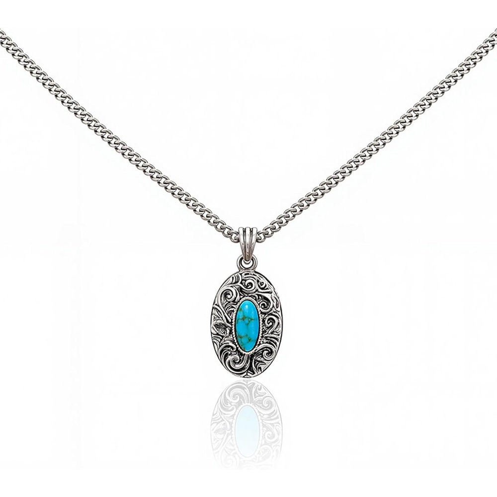 image:imageMontana West Wrangler Couture Turquoise Jewelry for Women Western Jewelry Pendant Necklace Cowgirl Vintage Western NecklaceRound Silver Green