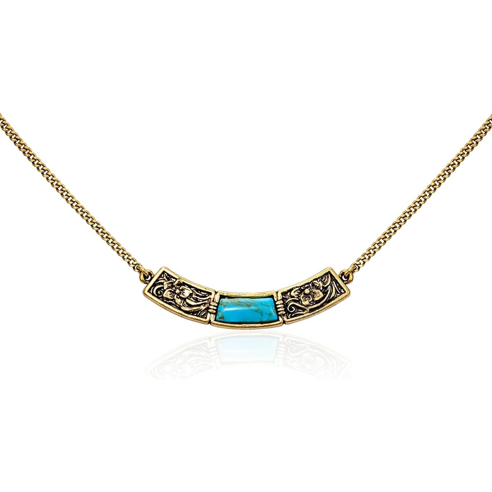 image:imageMontana West Wrangler Couture Turquoise Jewelry for Women Western Jewelry Pendant Necklace Cowgirl Vintage Western NecklaceSqure Gold Green
