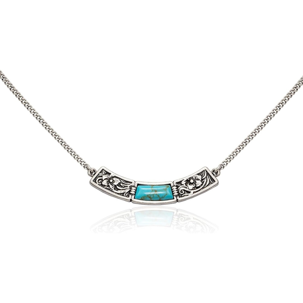 image:imageMontana West Wrangler Couture Turquoise Jewelry for Women Western Jewelry Pendant Necklace Cowgirl Vintage Western NecklaceSqure Silver Green