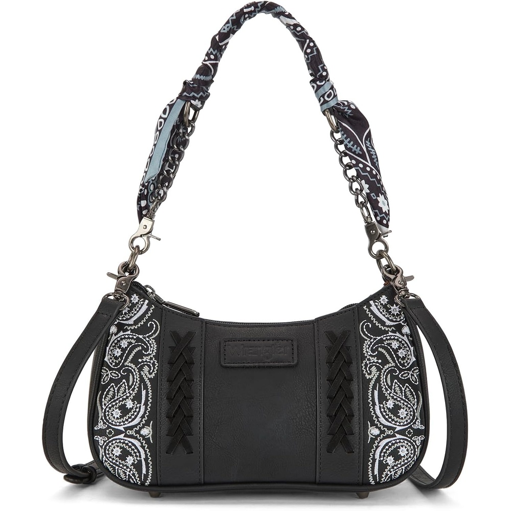 image:imageWrangler Shoulder Bag for Women Western Desert Paisley Purse Floral Embroidered Underarm Handbag with BandanaBlack