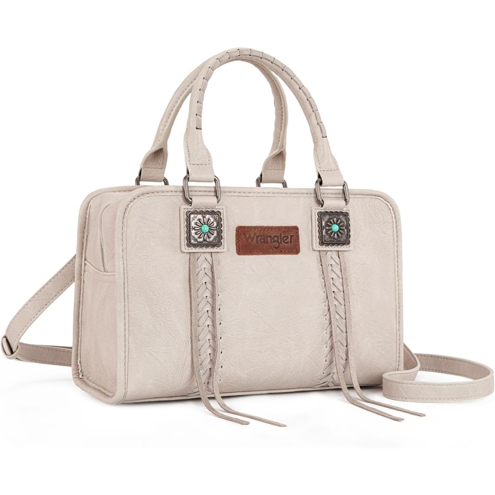 image:imageWrangler Tote Bag for Women Crossbody Purse Fringe Western Purse Vintage Top Handle HandbagsBeige