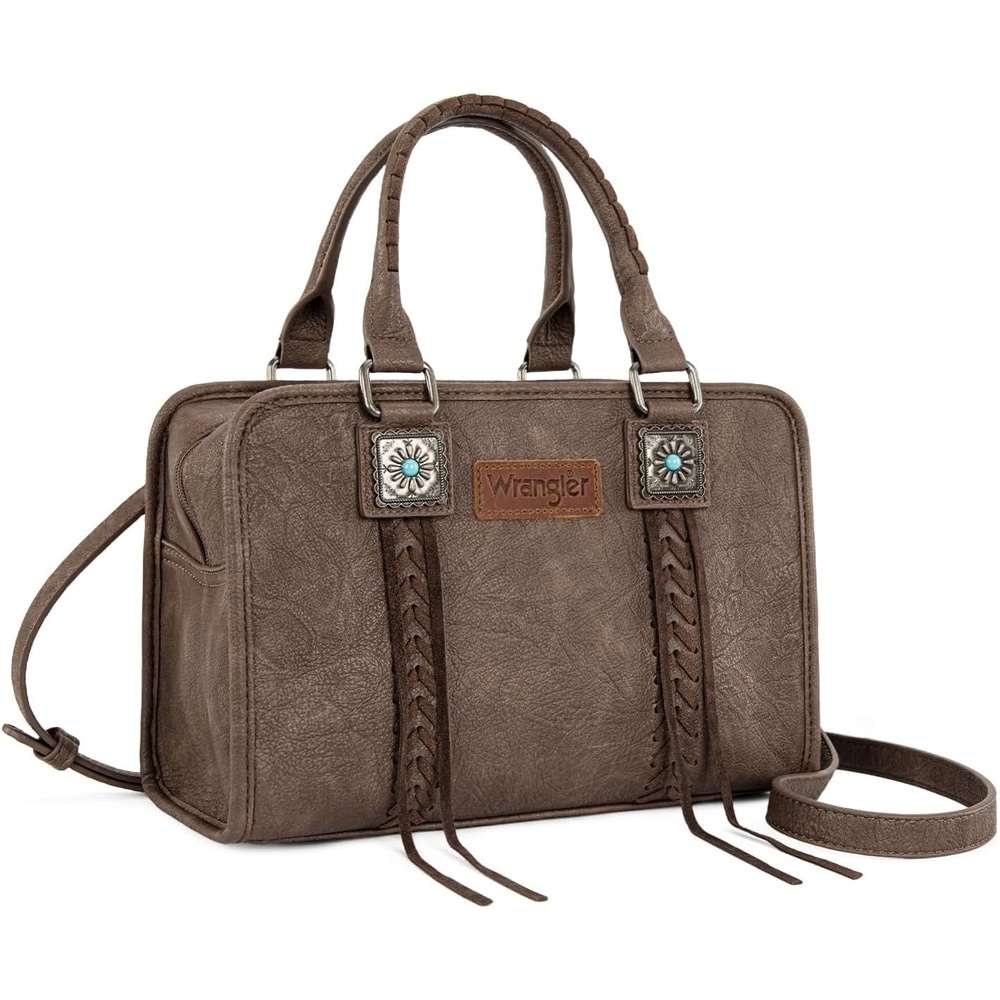 image:imageWrangler Tote Bag for Women Crossbody Purse Fringe Western Purse Vintage Top Handle HandbagsCoffee