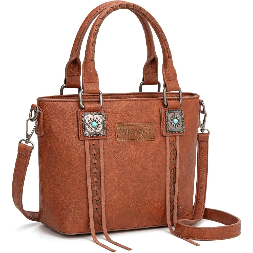 image:imageWrangler Tote Bag for Women Crossbody Purse Fringe Western Purse Vintage Top Handle HandbagsRetro Brown