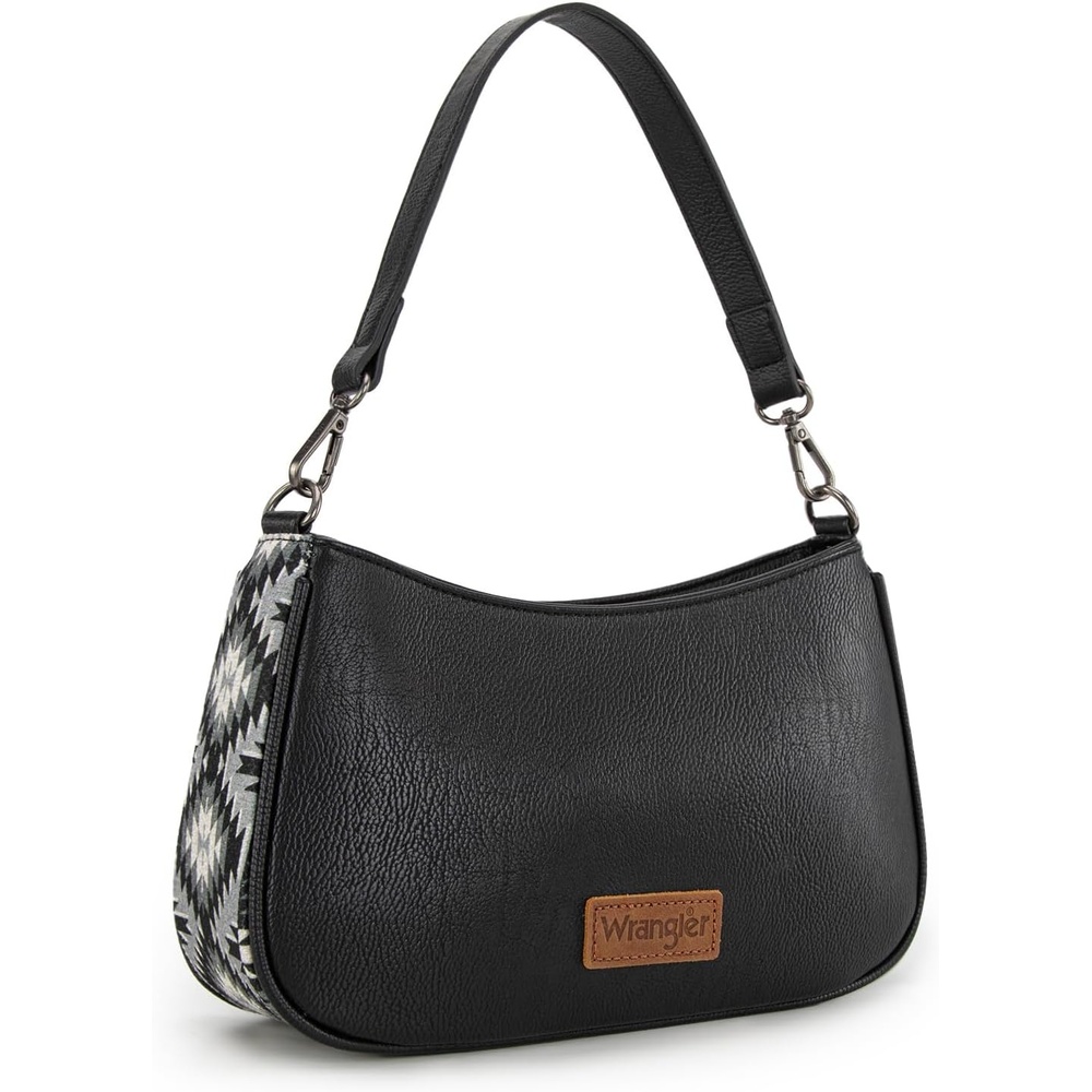 image:imageWrangler Western Shoulder Bag for Women Small Purse Aztec Hobo Bag HandBag with Detachable StrapBlack
