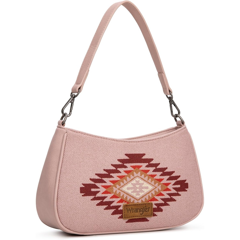 image:imageWrangler Western Shoulder Bag for Women Small Purse Aztec Hobo Bag HandBag with Detachable StrapBpink