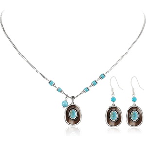 Montana West Wrangler Couture Turquoise Jewelry for Women, Western Jewelry Pendant Necklace, Cowgirl Vintage Western Necklace(Hat Silver Green)
