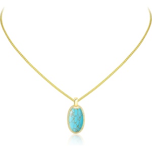 Montana West Wrangler Couture Turquoise Jewelry for Women, Western Jewelry Pendant Necklace, Cowgirl Vintage Western Necklace(Oval Gold Bright Green)