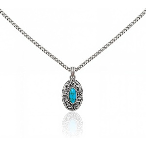Montana West Wrangler Couture Turquoise Jewelry for Women, Western Jewelry Pendant Necklace, Cowgirl Vintage Western Necklace(Round Silver Green)