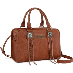 Wrangler Tote Bag for Women Crossbody Purse Fringe Western Purse Vintage Top Handle Handbags(Brown)
