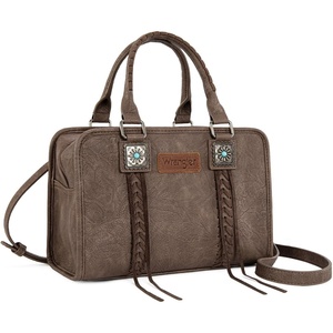 Wrangler Tote Bag for Women Crossbody Purse Fringe Western Purse Vintage Top Handle Handbags(Coffee)