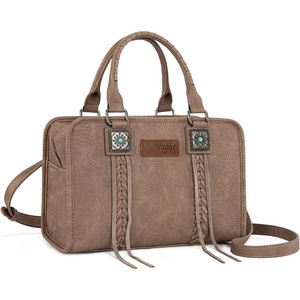 Wrangler Tote Bag for Women Crossbody Purse Fringe Western Purse Vintage Top Handle Handbags(Khaki)
