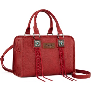 Wrangler Tote Bag for Women Crossbody Purse Fringe Western Purse Vintage Top Handle Handbags(Plum Wine Red)