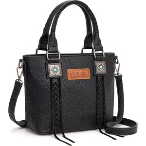 Wrangler Tote Bag for Women Crossbody Purse Fringe Western Purse Vintage Top Handle Handbags(Retro Black)