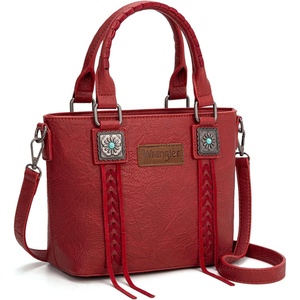 Wrangler Tote Bag for Women Crossbody Purse Fringe Western Purse Vintage Top Handle Handbags(Retro Red)