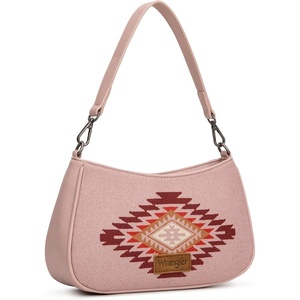 Wrangler Western Shoulder Bag for Women Small Purse Aztec Hobo Bag HandBag with Detachable Strap(B-pink)