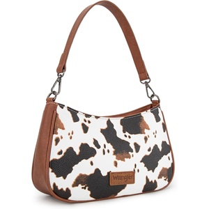 Wrangler Western Shoulder Bag for Women Small Purse Aztec Hobo Bag HandBag with Detachable Strap(Cow Brown)