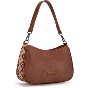 Wrangler Western Shoulder Bag for Women Small Purse Aztec Hobo Bag HandBag with Detachable Strap(Dark Brown)