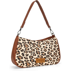 Wrangler Western Shoulder Bag for Women Small Purse Aztec Hobo Bag HandBag with Detachable Strap(Leopard-brown-new)