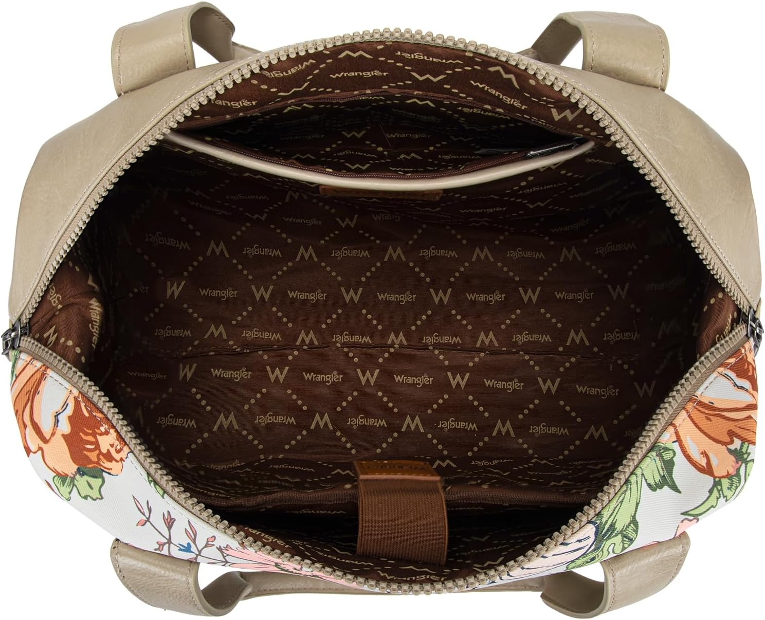 image:imageWrangler Duffel Bag for Women Large Travel Weekender Bag Designer Tapestry Carry On Bags KhakiCanvas CottonFlower