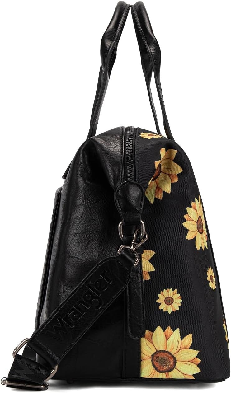image:imageWrangler Duffel Bag for Women Large Travel Weekender Bag Designer Tapestry Carry On Bags KhakiCanvas CottonSunflower