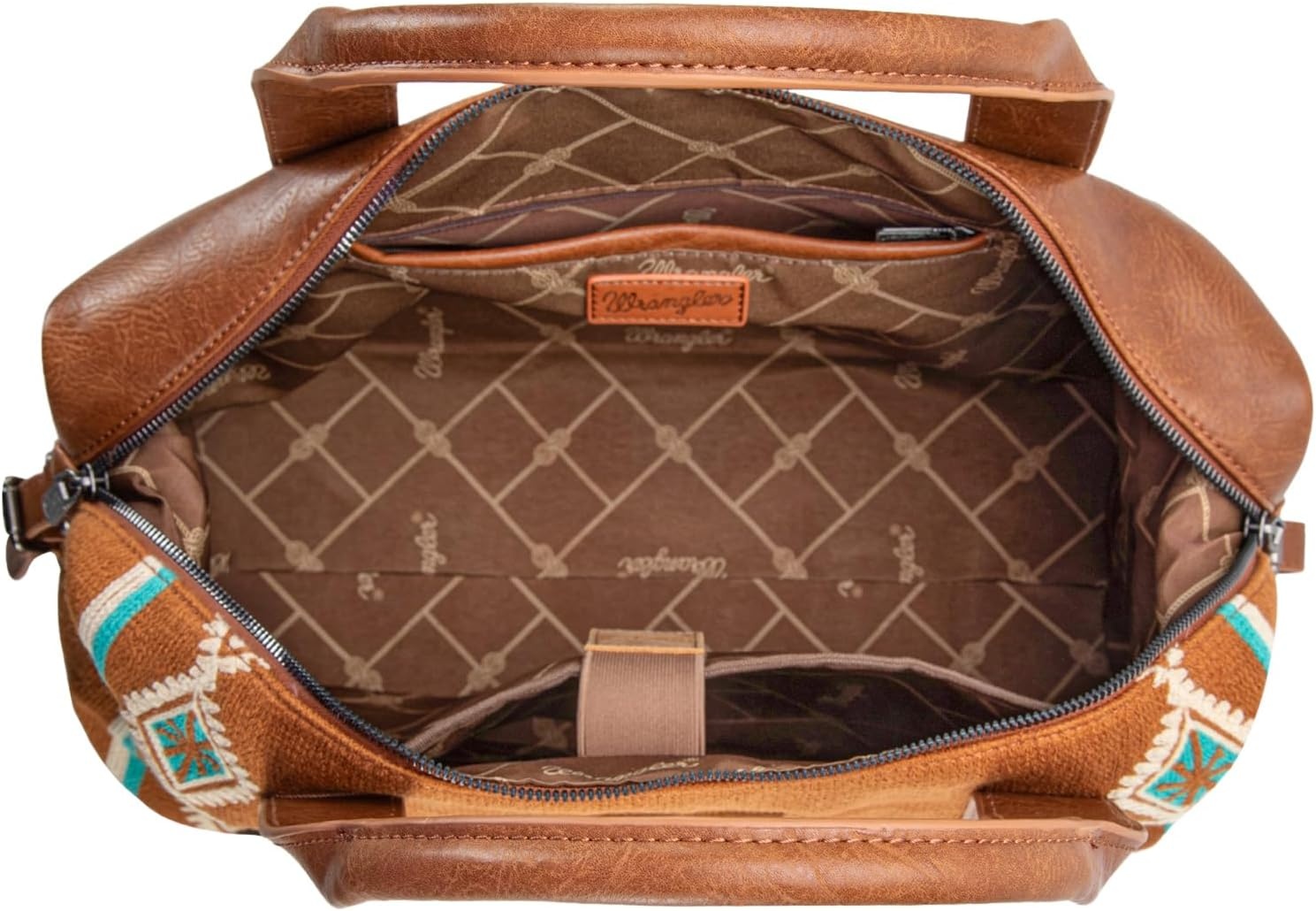 image:imageWrangler Duffel Bag for Women Large Travel Weekender Bag Designer Tapestry Carry On Bags KhakiTapestryBrown