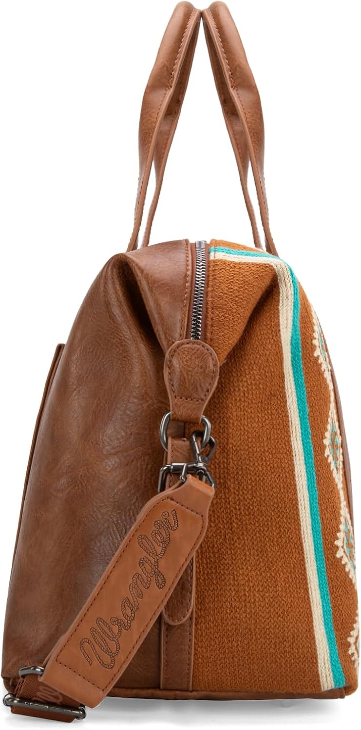 image:imageWrangler Duffel Bag for Women Large Travel Weekender Bag Designer Tapestry Carry On Bags KhakiTapestryBrown