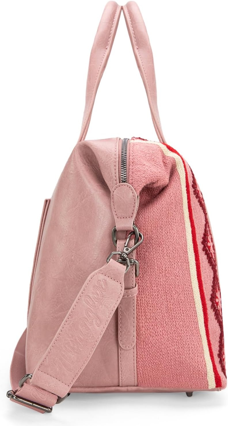image:imageWrangler Duffel Bag for Women Large Travel Weekender Bag Designer Tapestry Carry On Bags KhakiTapestryHot Pink