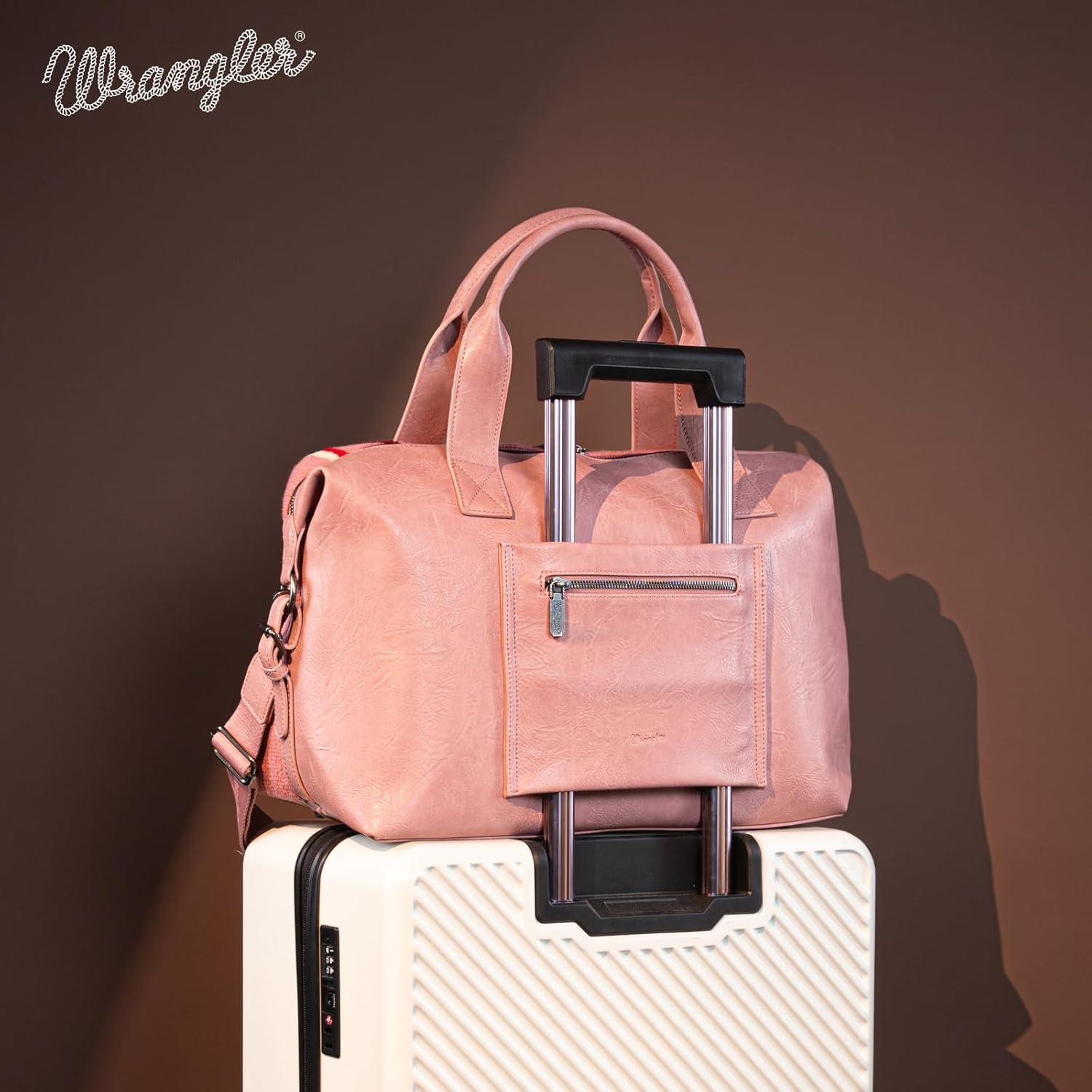 image:imageWrangler Duffel Bag for Women Large Travel Weekender Bag Designer Tapestry Carry On Bags KhakiTapestryHot Pink