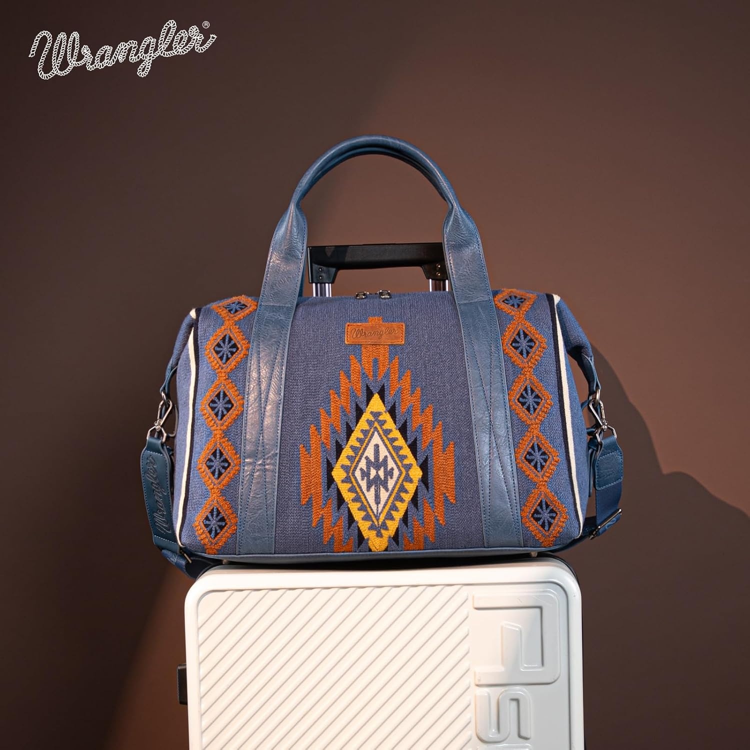 image:imageWrangler Duffel Bag for Women Large Travel Weekender Bag Designer Tapestry Carry On Bags KhakiTapestryJean