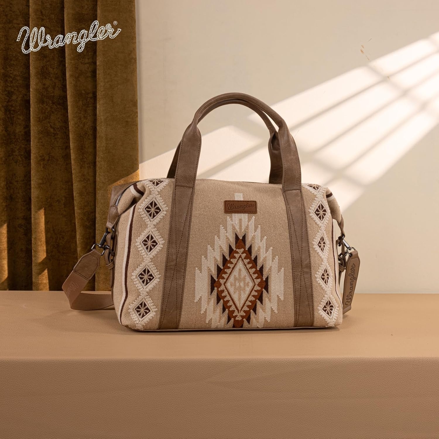 image:imageWrangler Duffel Bag for Women Large Travel Weekender Bag Designer Tapestry Carry On Bags KhakiTapestryKhaki