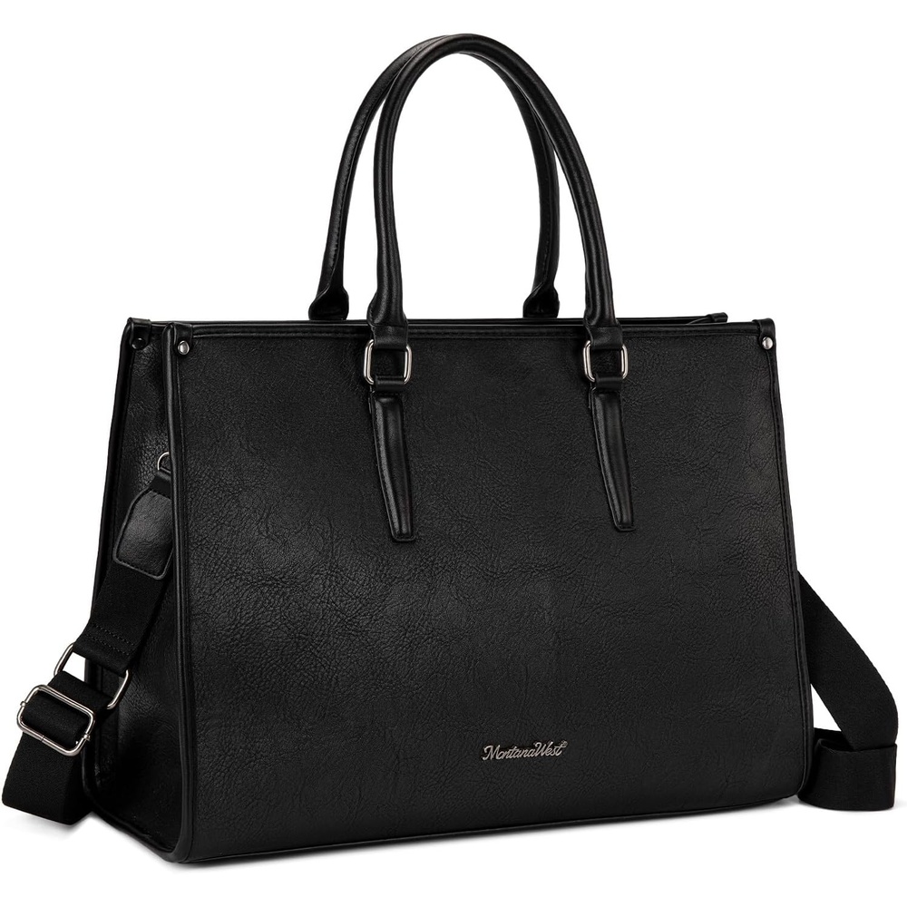 image:imageMontana West Laptop Tote Bag for Women 156 Inch Computer Bags Business Office Work Briefcase With Adjustable Shoulder StrapA Black