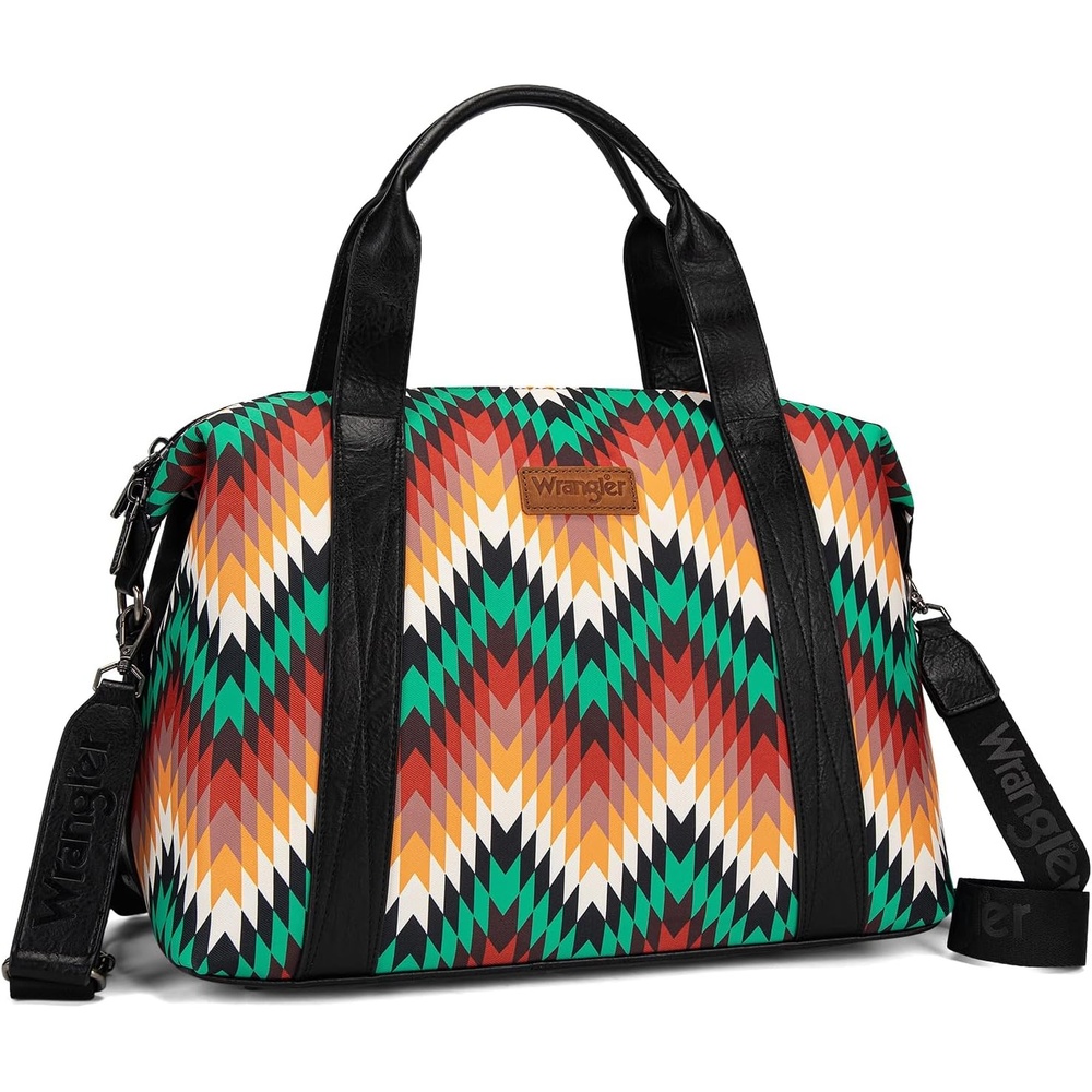 image:imageWrangler Duffel Bag for Women Large Travel Weekender Bag Designer Tapestry Carry On Bags KhakiCanvas CottonBlack