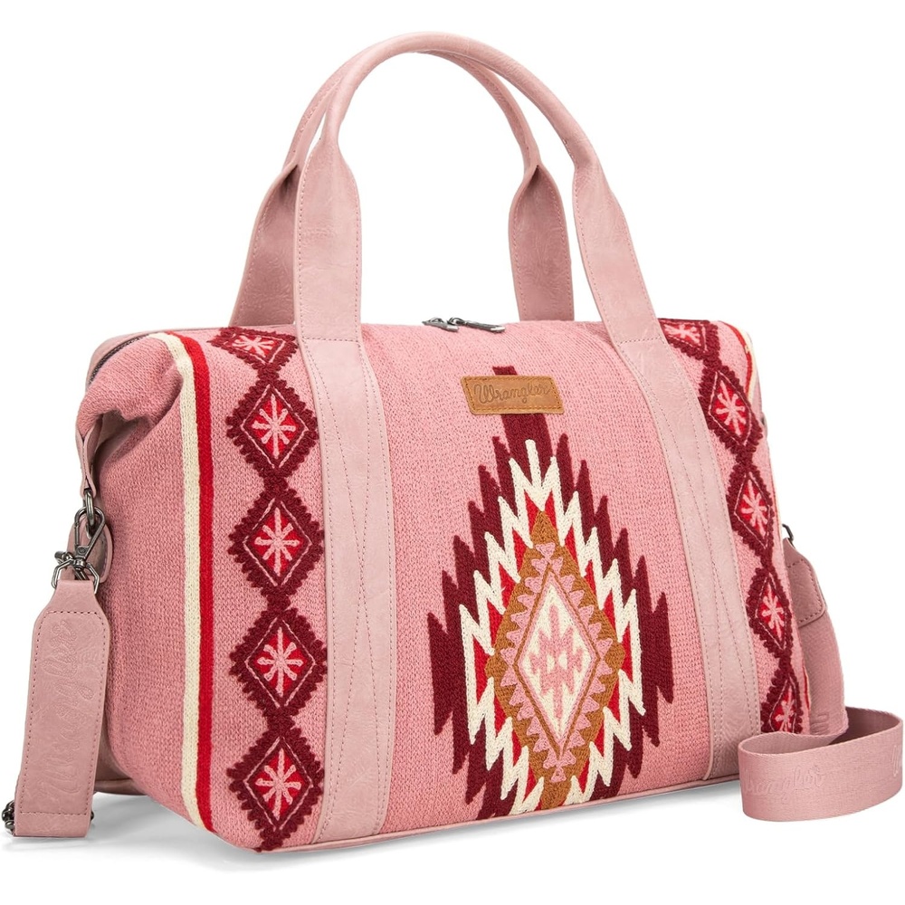 image:imageWrangler Duffel Bag for Women Large Travel Weekender Bag Designer Tapestry Carry On Bags KhakiTapestryHot Pink