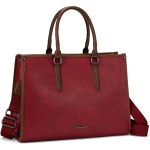 Montana West Laptop Tote Bag for Women 15.6 Inch Computer Bags Business Office Work Briefcase With Adjustable Shoulder Strap(Red)