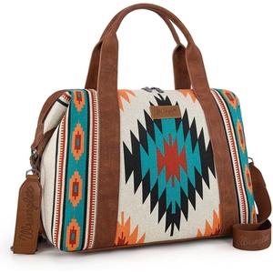 Wrangler Duffel Bag for Women Large Travel Weekender Bag Designer Tapestry Carry On Bags, Khaki(Canvas Cotton-Aztec Beige)