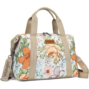 Wrangler Duffel Bag for Women Large Travel Weekender Bag Designer Tapestry Carry On Bags, Khaki(Canvas Cotton-Flower)