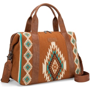 Wrangler Duffel Bag for Women Large Travel Weekender Bag Designer Tapestry Carry On Bags, Khaki(Tapestry-Brown)