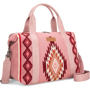 Wrangler Duffel Bag for Women Large Travel Weekender Bag Designer Tapestry Carry On Bags, Khaki(Tapestry-Hot Pink)