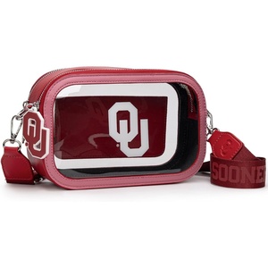 NCAA Clear Bag for Stadium Events – Stadium Approved Crossbody Bag, Clear Stadium Bag for Concerts & Sports Events(Oklahoma Sooners-burgundy)
