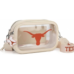 NCAA Clear Bag for Stadium Events – Stadium Approved Crossbody Bag, Clear Stadium Bag for Concerts & Sports Events(Ut-beige)