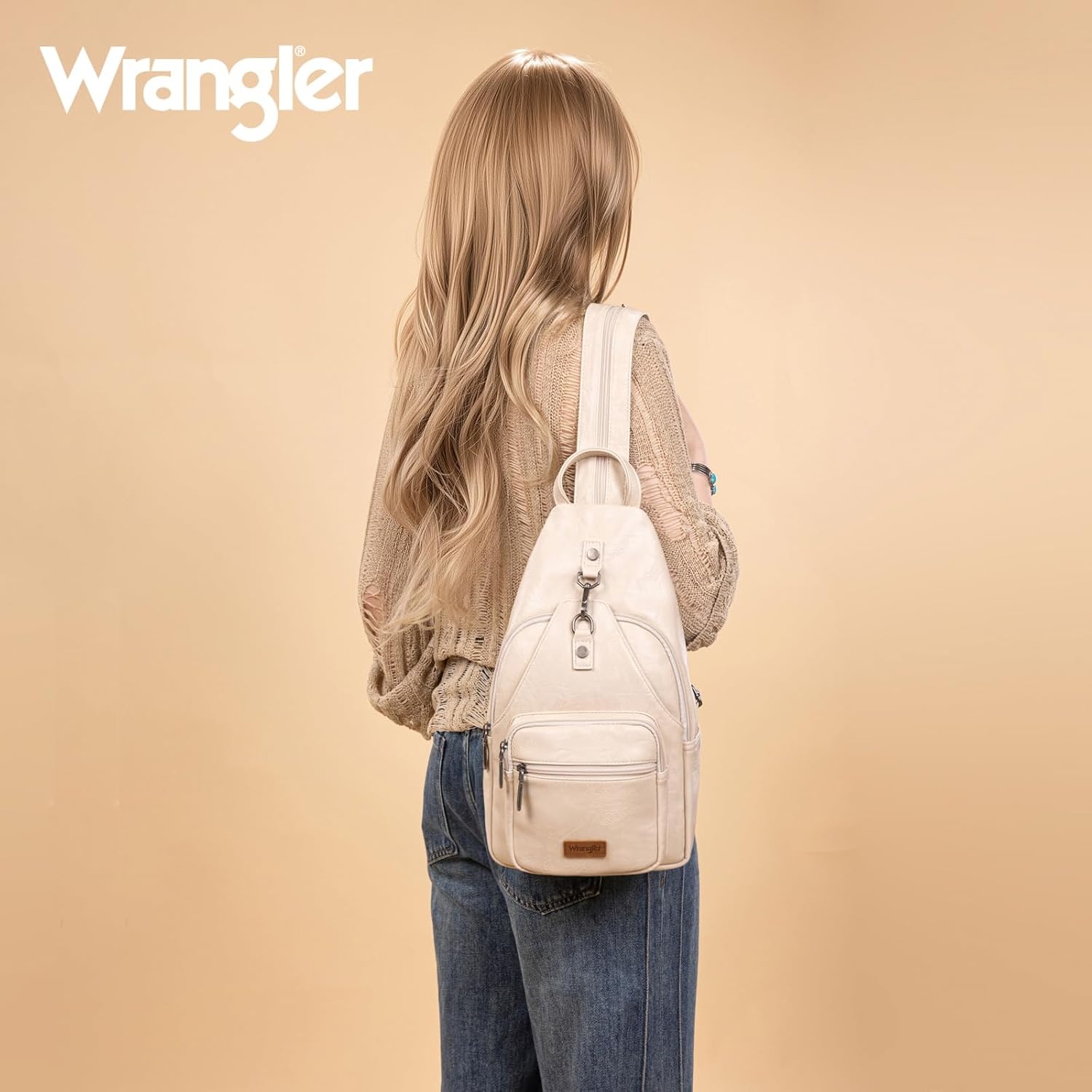 image:imageMontana West Wrangler Convertible Backpack for Women Vintage Shoulder Purses with Adjustable Sling Backpack StrapBeige