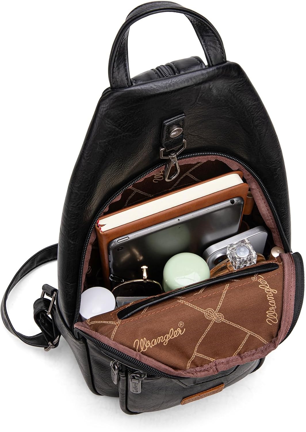 image:imageMontana West Wrangler Convertible Backpack for Women Vintage Shoulder Purses with Adjustable Sling Backpack StrapBlack