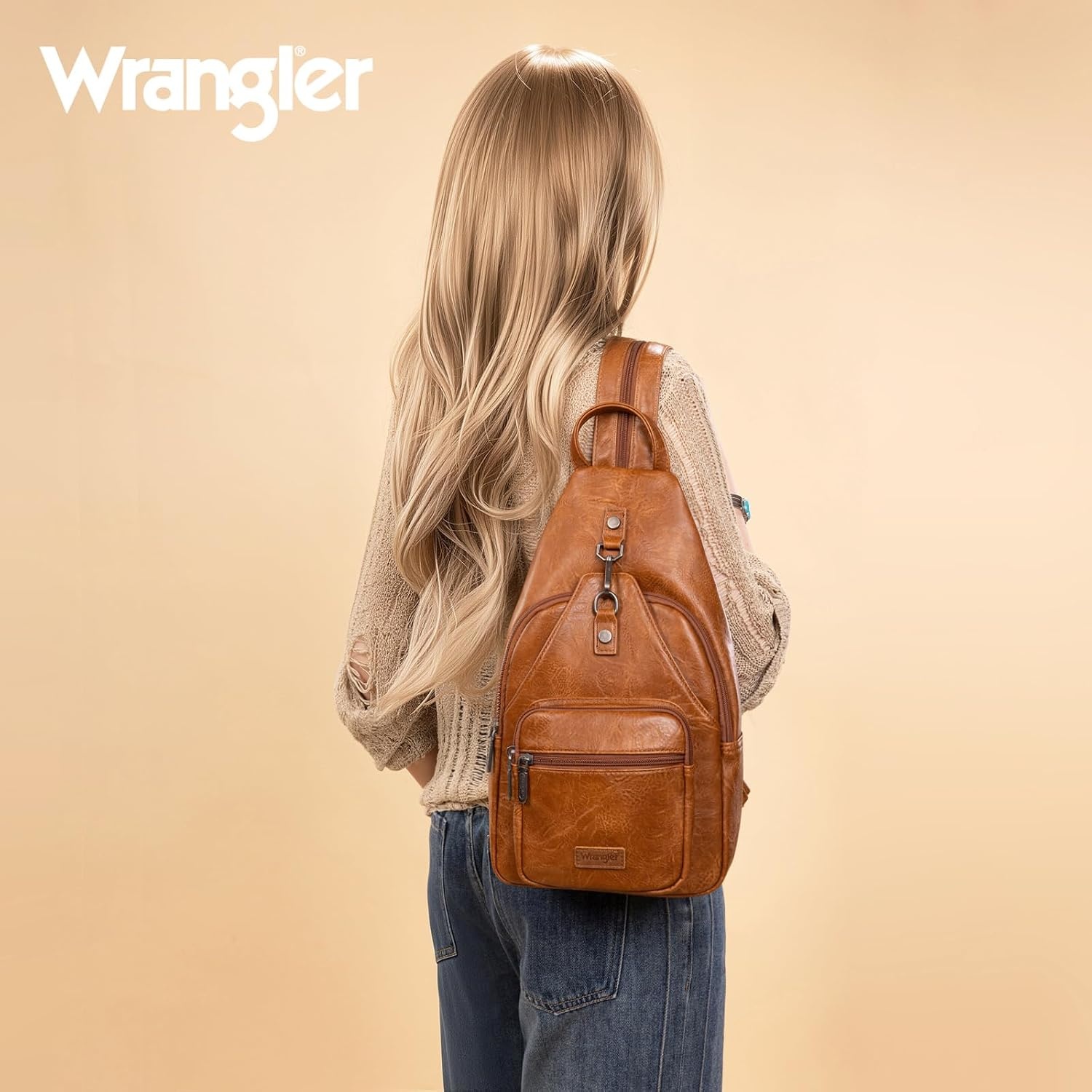 image:imageMontana West Wrangler Convertible Backpack for Women Vintage Shoulder Purses with Adjustable Sling Backpack StrapBrown