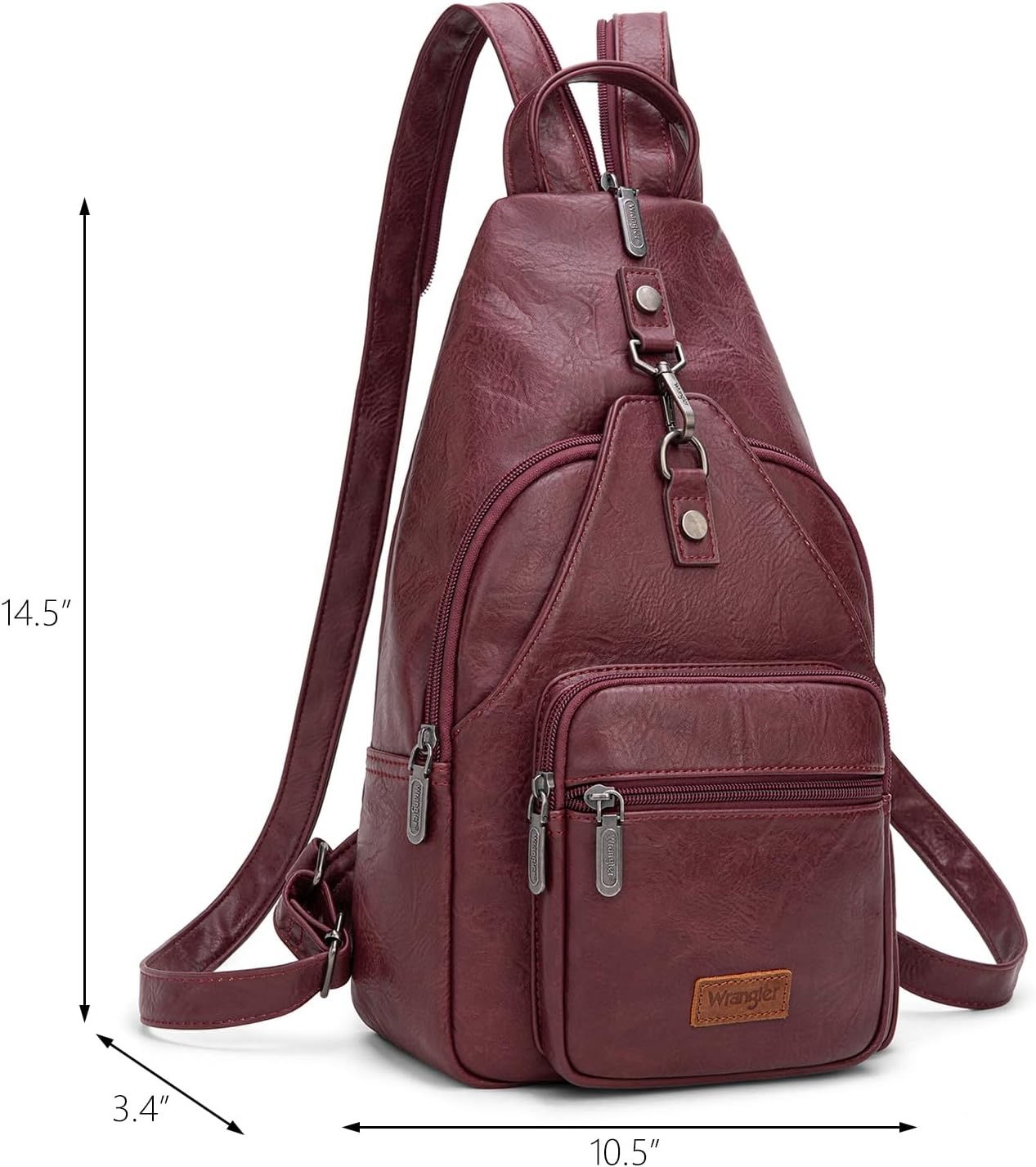 image:imageMontana West Wrangler Convertible Backpack for Women Vintage Shoulder Purses with Adjustable Sling Backpack StrapBurgundy