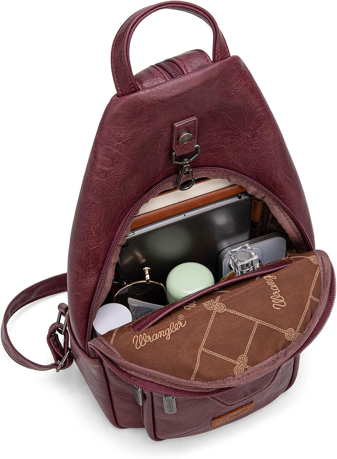 image:imageMontana West Wrangler Convertible Backpack for Women Vintage Shoulder Purses with Adjustable Sling Backpack StrapBurgundy