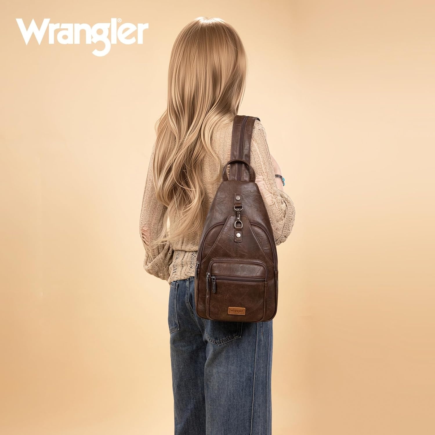 image:imageMontana West Wrangler Convertible Backpack for Women Vintage Shoulder Purses with Adjustable Sling Backpack StrapCoffee