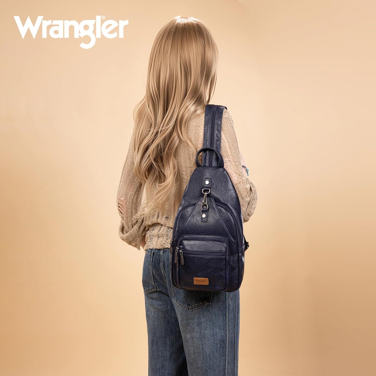 image:imageMontana West Wrangler Convertible Backpack for Women Vintage Shoulder Purses with Adjustable Sling Backpack StrapNavy